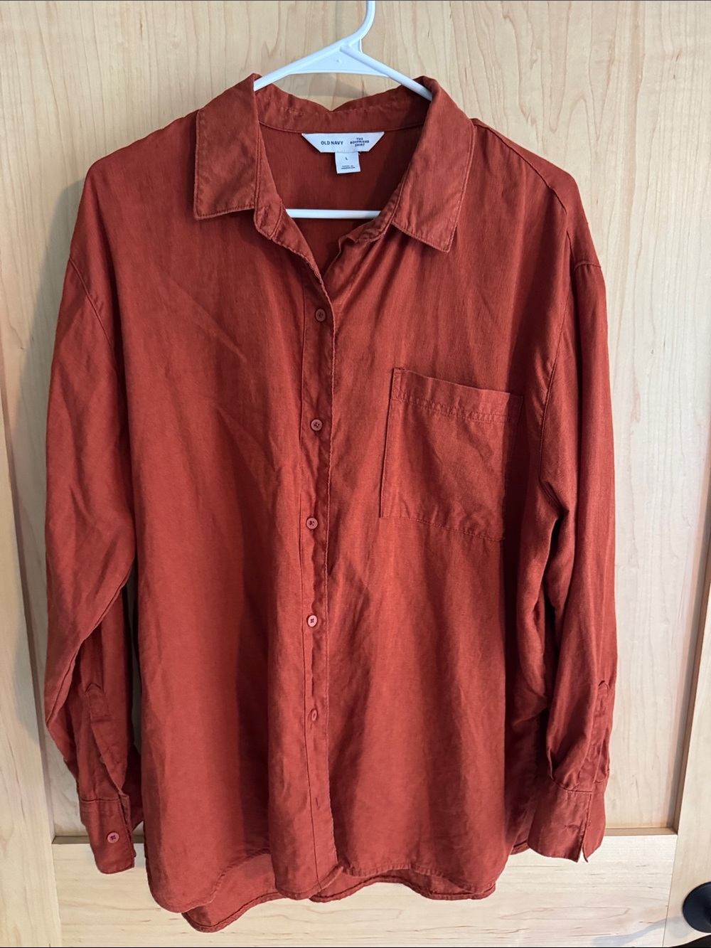 Old Navy The Boyfriend Line  Rust Button-Up Shirt